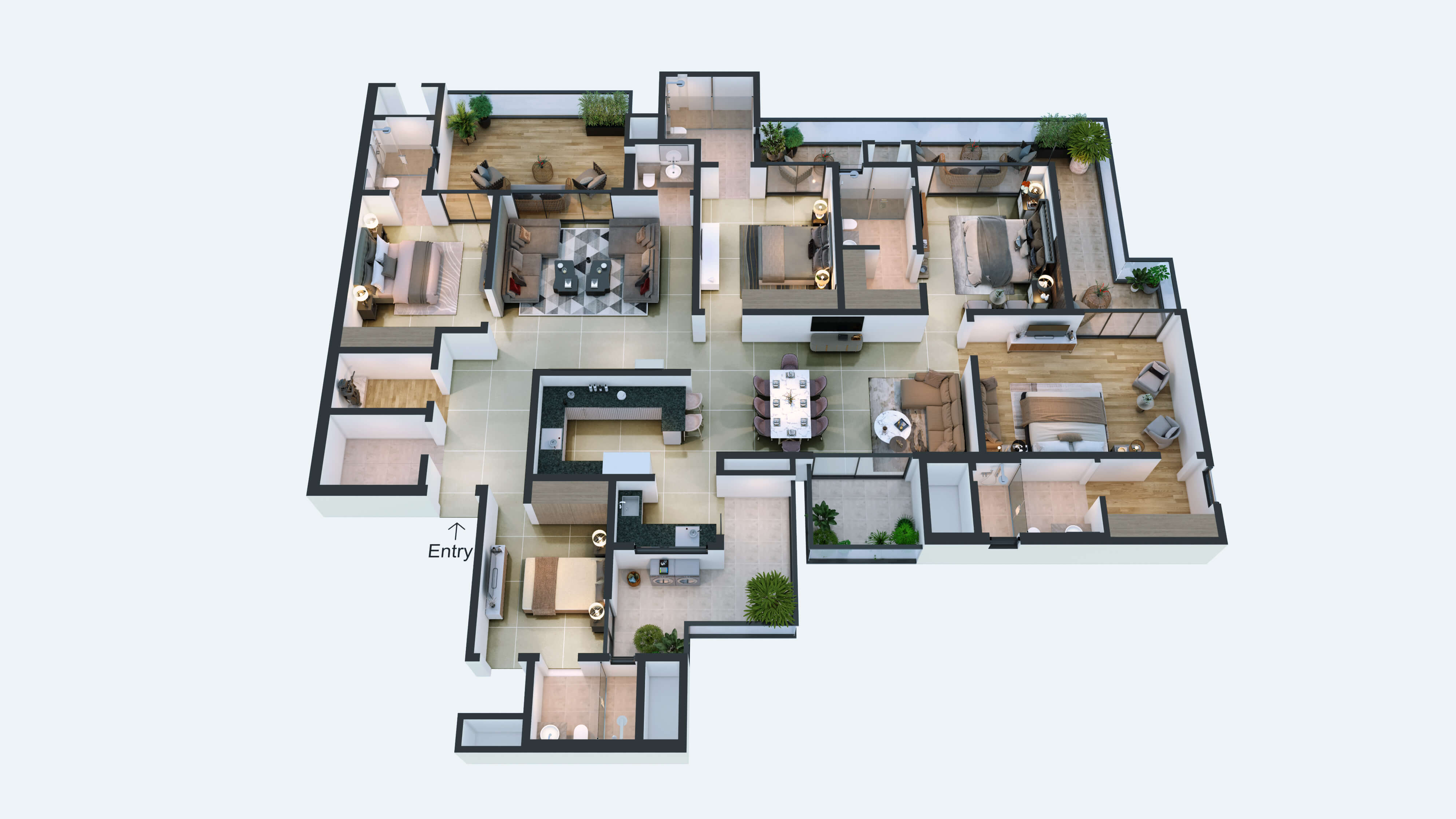3d design floor plan of Marbella Twin Towers flat